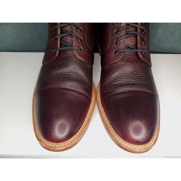 TAFT Rome Boot Oxblood Burgundy Pebbled Leather EU 44 US Mens 11 EUC - Picture 4 of 14